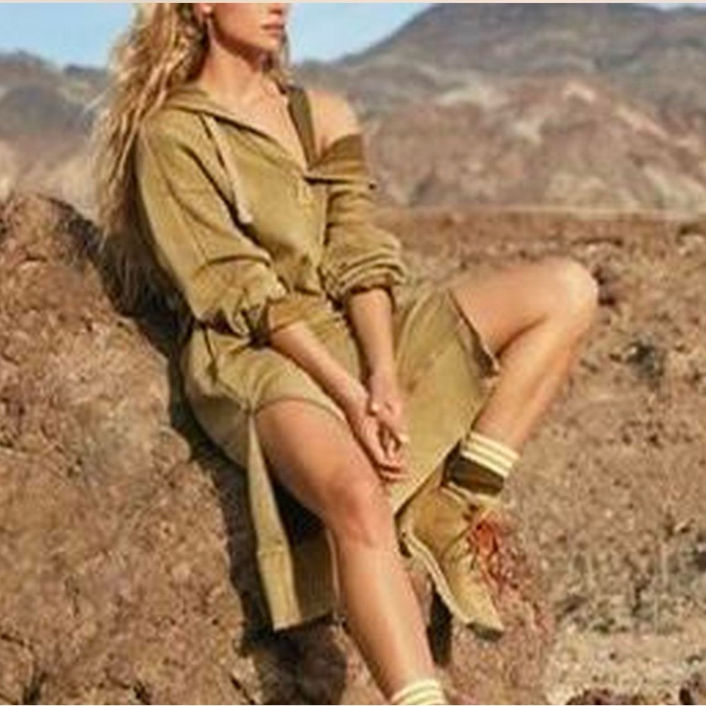 Free People Tan Midi Hoodie Dress